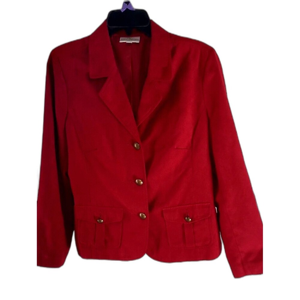 Studio Works Womens Size 14 Red Blazer with Gold Buttons